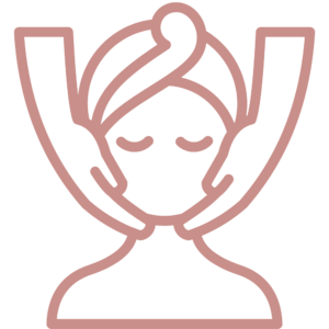 A rose gold facial massage icon representing the professional mobile spa treatments offered by Lumi Glow in Bangkok.