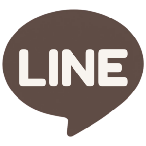 A dark brown LINE app speech bubble icon used to chat and book an on-site facial massage with Lumi Glow Bangkok.