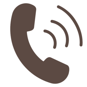 A dark brown telephone icon with signal waves for calling the Lumi Glow facial massage delivery hotline in Bangkok.