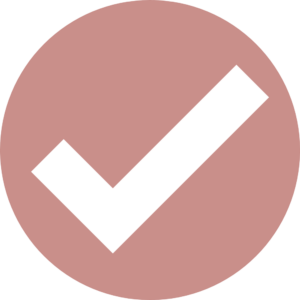 A rose gold circle checkmark icon highlighting the premium benefits and inclusions of Lumi Glow facial massage delivery in Bangkok.