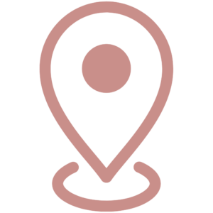 Rose gold map pin icon representing mobile hotel facial treatments provided by Lumi Glow Bangkok massage delivery.