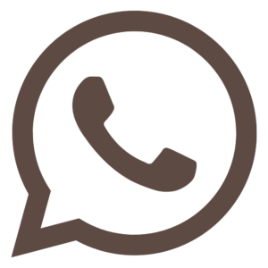 A dark brown WhatsApp symbol icon for booking a mobile luxury facial treatment with Lumi Glow massage delivery Bangkok.